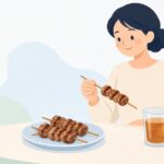 砂肝の料理を食卓で楽しむ様子をイメージしたイラスト