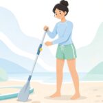 SUPパドルをスプリングクリップで接続する様子をイメージしたイラスト