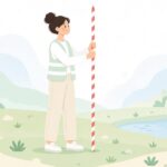 測量ポールを伸ばして立てる様子をイメージしたイラスト