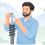 ダンパーロッドを保持ソケットで押さえる様子をイメージしたイラスト