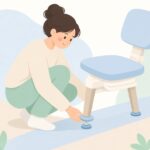 椅子の脚にアジャスターを付けて傾きを直す様子をイメージしたイラスト