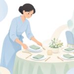 配膳数と出席者数の照合をイメージしたイラスト