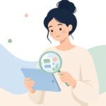 タブレットの拡大鏡をイメージしたイラスト