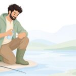 タナゴ釣りでポンプを使う様子をイメージしたイラスト