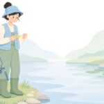 タナゴ釣りの黄身練り餌を使う様子をイメージしたイラスト
