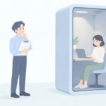 テレワークブースは高いをイメージしたイラスト