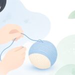 手まりの土台に糸を巻いていく様子をイメージしたイラスト