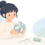 キットで手まりを作る様子をイメージしたイラスト