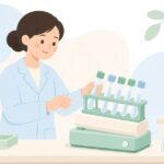 試験管をローラーミキサーで混ぜる実験の様子をイメージしたイラスト