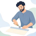 チケットに半券用のミシン目を入れる様子をイメージしたイラスト