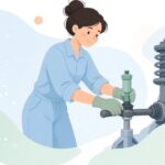 タイロッドエンドブーツを圧入工具で付ける様子をイメージしたイラスト