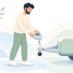 トレーラーのヒッチボール荷重を計測する様子をイメージしたイラスト