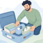 旅行の荷物の小分けをイメージしたイラスト