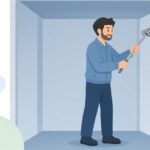 トラック荷室のラッシングバー端金具を取り付ける様子をイメージしたイラスト