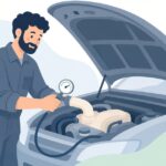 ターボブーストリークテスターで点検する様子をイメージしたイラスト