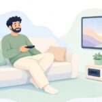 テレビ番組を録画して再生する様子をイメージしたイラスト