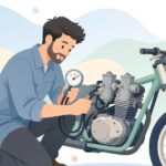 キャブレター同調ゲージで調整する様子をイメージしたイラスト