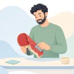 卓球ラケットの接着剤はがしをイメージしたイラスト