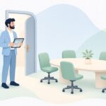 会議室予約と使用記録の照合をイメージしたイラスト