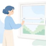 上げ下げ窓をスムーズに開ける様子をイメージしたイラスト