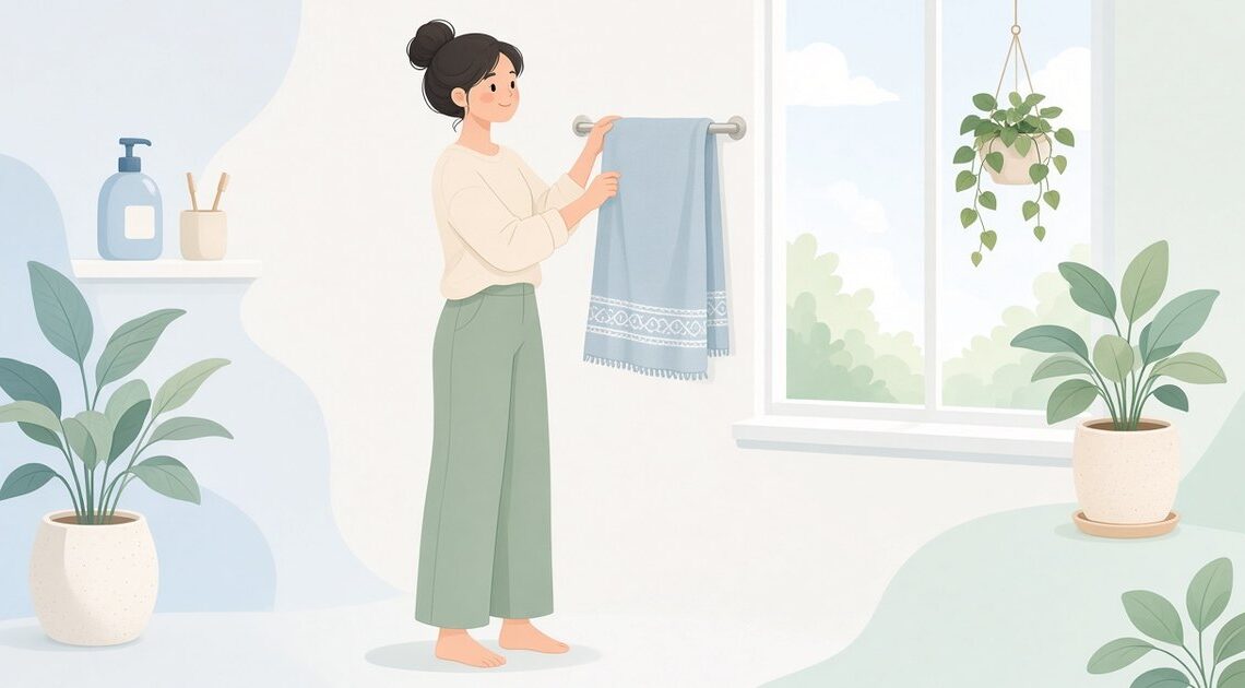 使用後のバスタオルを洗濯まで干す場所の作り方