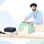 会場備品の照合をイメージしたイラスト