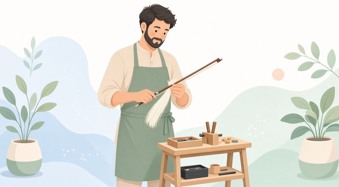 バイオリン弓修理職人の出張用毛替え工具|先端形状と対応弓サイズ