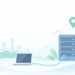 サーバーを大阪に置きたいをイメージしたイラスト