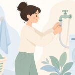 洗濯機のホースを蛇口に接続する様子をイメージしたイラスト