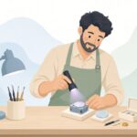 時計の風防をUV接着剤で接着する様子をイメージしたイラスト