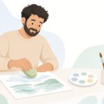 水彩画用天然海綿をイメージしたイラスト