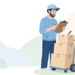送り状と個口数の照合をイメージしたイラスト