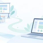 Webデザインは職業訓練とスクールどちらで学ぶをイメージしたイラスト