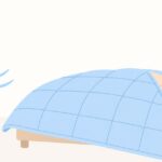 加重ブランケットは夏も使えるをイメージしたイラスト