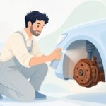 ホイールハブに防錆剤を塗る様子をイメージしたイラスト