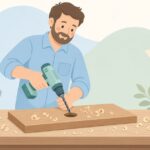 木材に座ぐり穴をあける様子をイメージしたイラスト