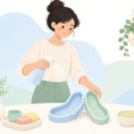 ワーム金型に離型剤を使う様子をイメージしたイラスト