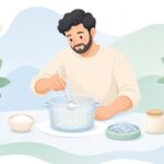 自作ワームにソルトを混ぜる様子をイメージしたイラスト