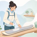 クライミングスキンにグルーを塗り直す様子をイメージしたイラスト