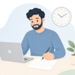 在宅勤務の時間記録をイメージしたイラスト